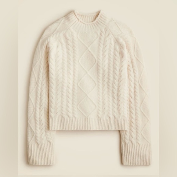 J.Crew Cable-knit RollneckT™ sweater in Supersoft yarn in heather ivory - Picture 2 of 10